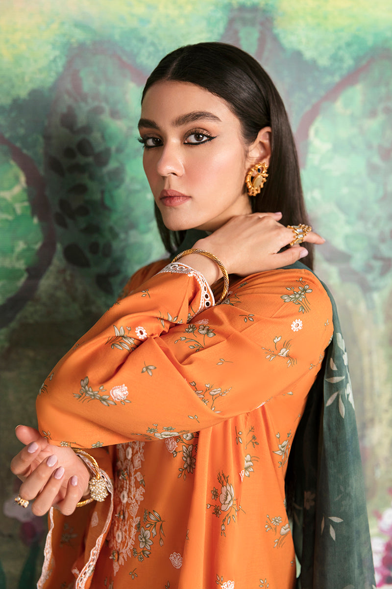DAISY GOLD-3PC EMBROIDERED LAWN SUIT | EID LAWN-2 | CROSS STITCH in UK USA UAE online kapraye.com