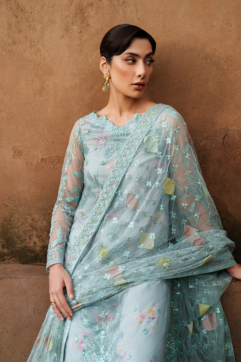 UE-535 Embroidered Net | Printed Formals | IZNIK