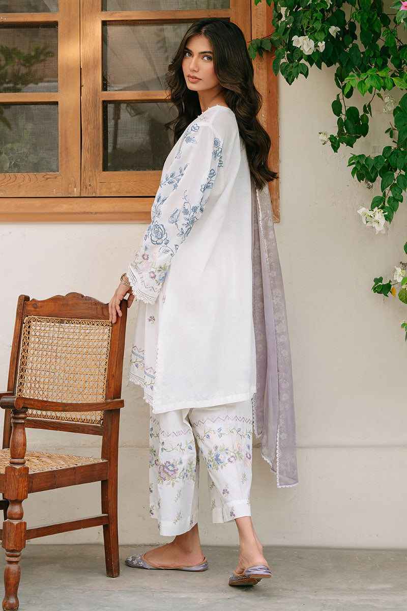 ORNATE GEM-3PC EMBROIDERED CAMBRIC SUIT | THE MONSOON EDIT | CROSS STITCH