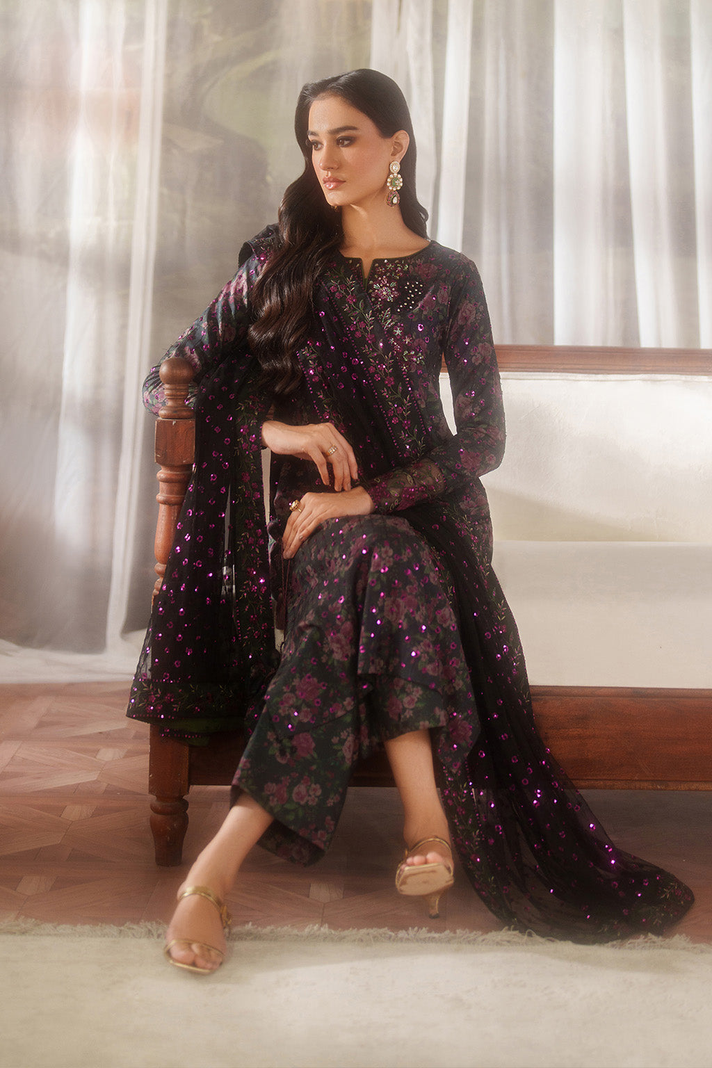 UE-537 Printed Raw Silk | Printed Formals | IZNIK