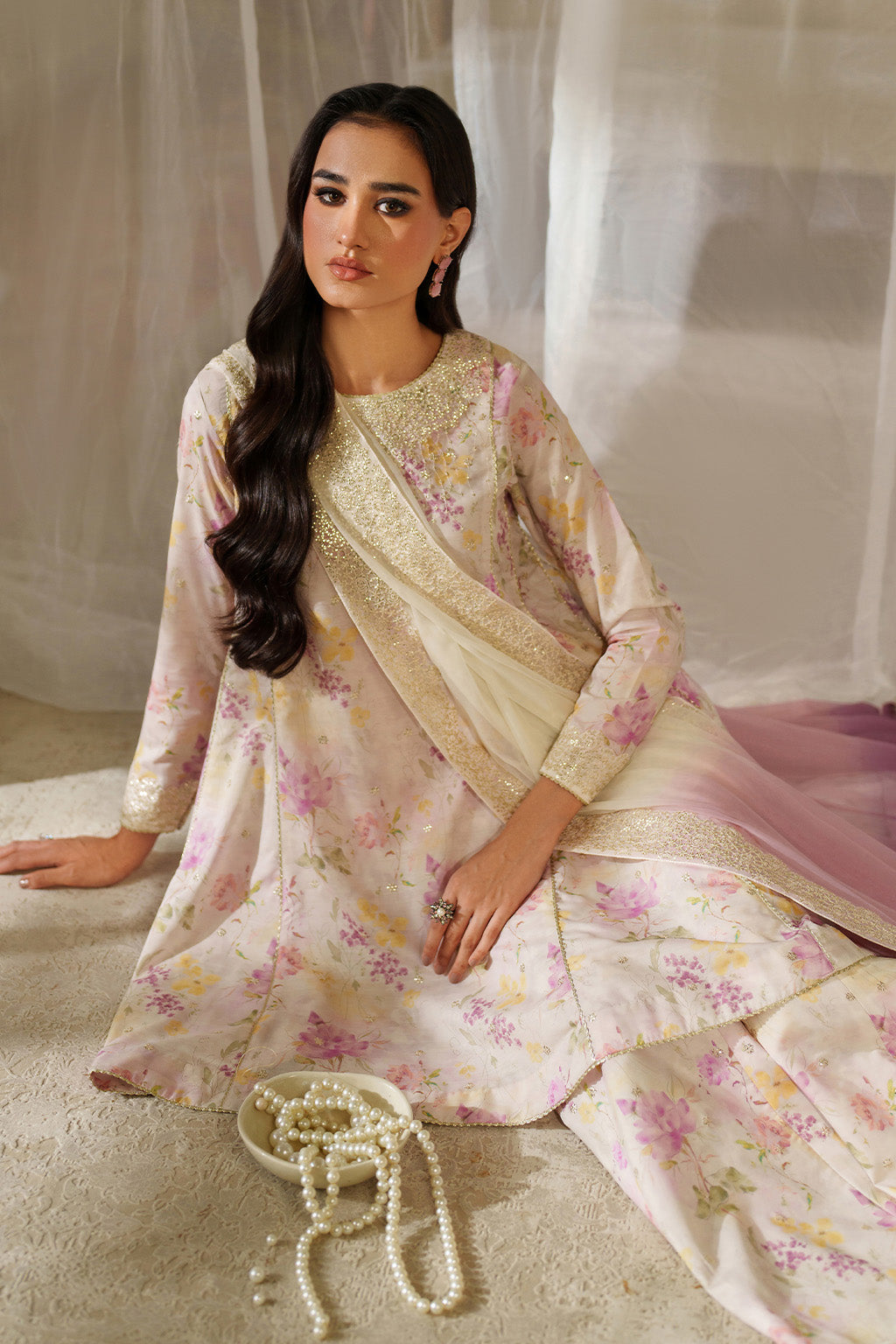 UE-544 Printed Raw Silk | Printed Formals | IZNIK