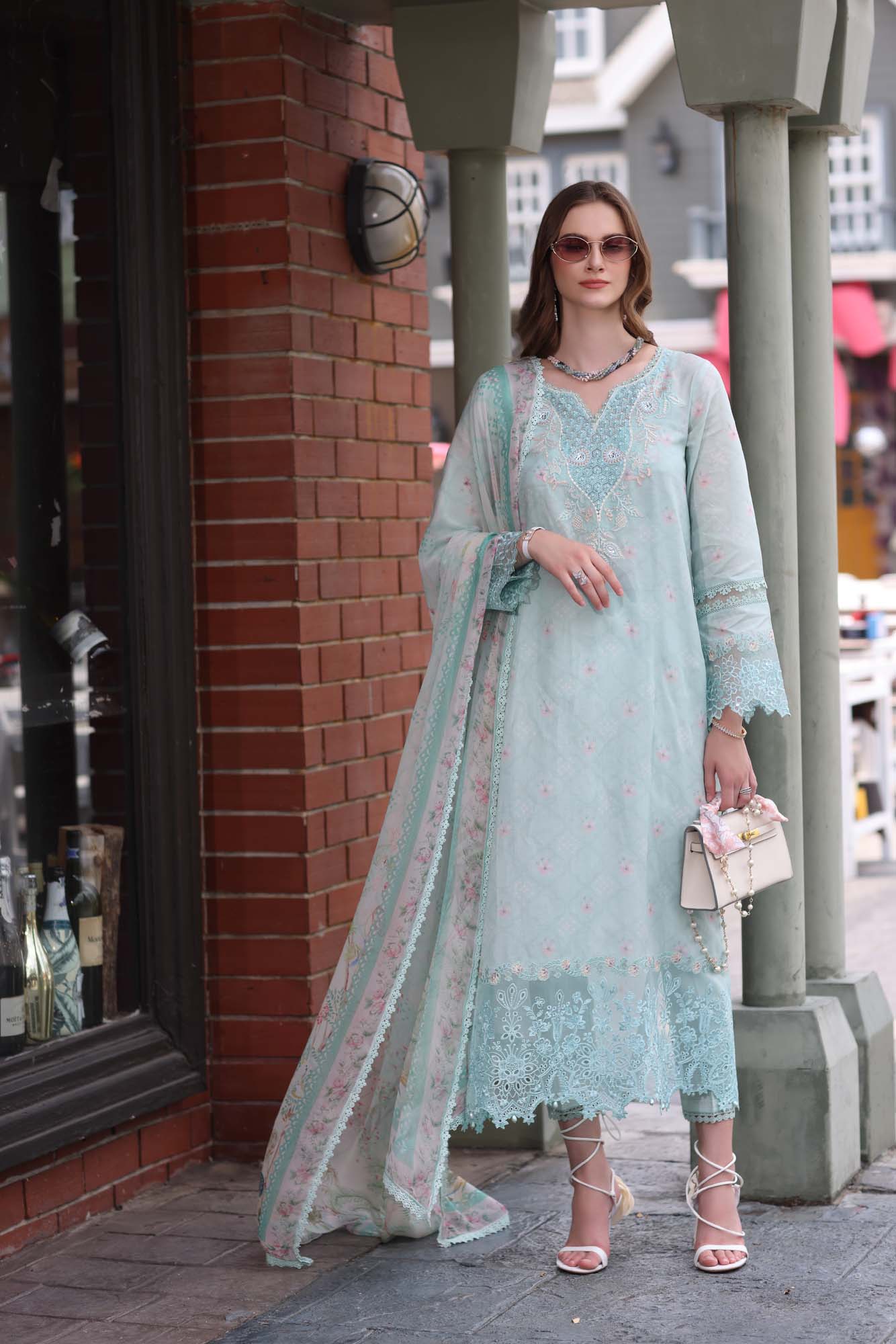 D6- Aqua Marine | EID LUXE CHIKANKARI' 25 | NOOR BY SADIA ASAD