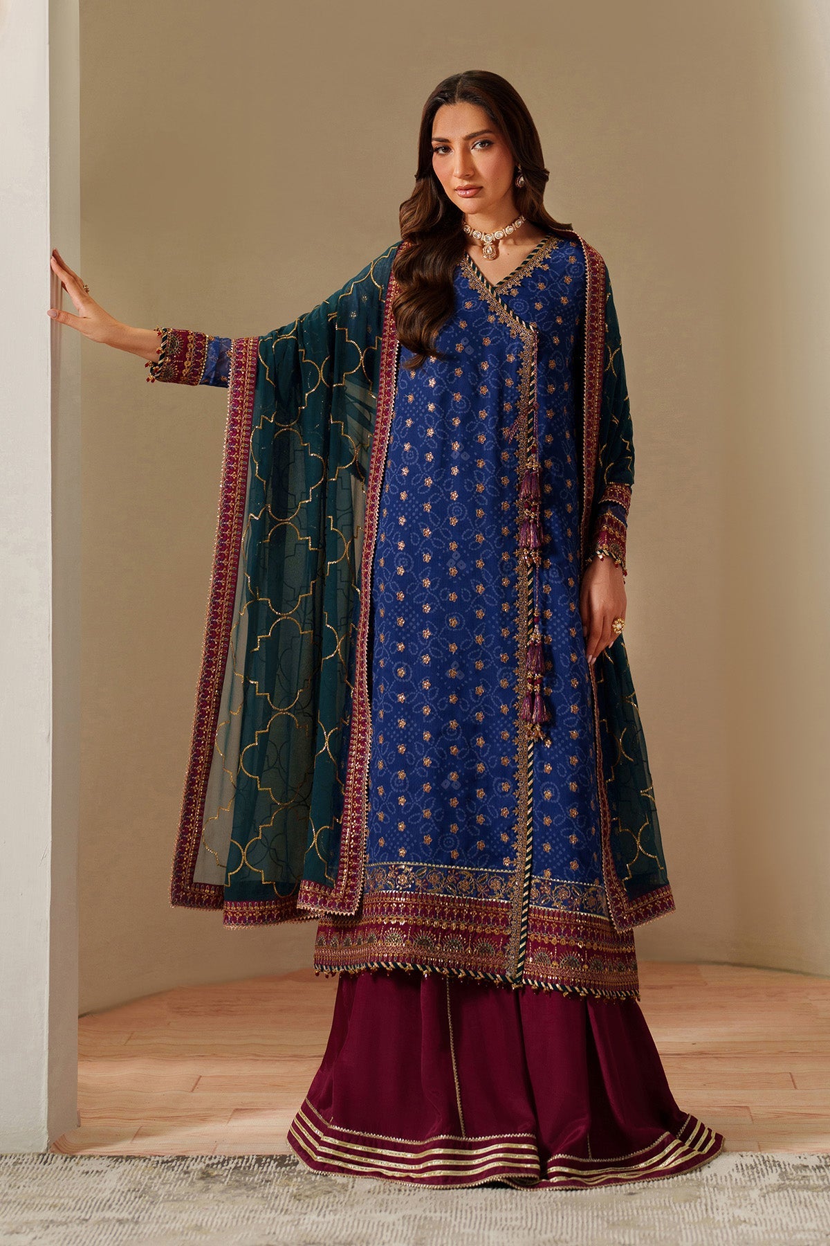 AF-CH-2198-Rahsa | FLEUR - EMBROIDERED PRINTED CHIFFON | ALIZEH FASHION