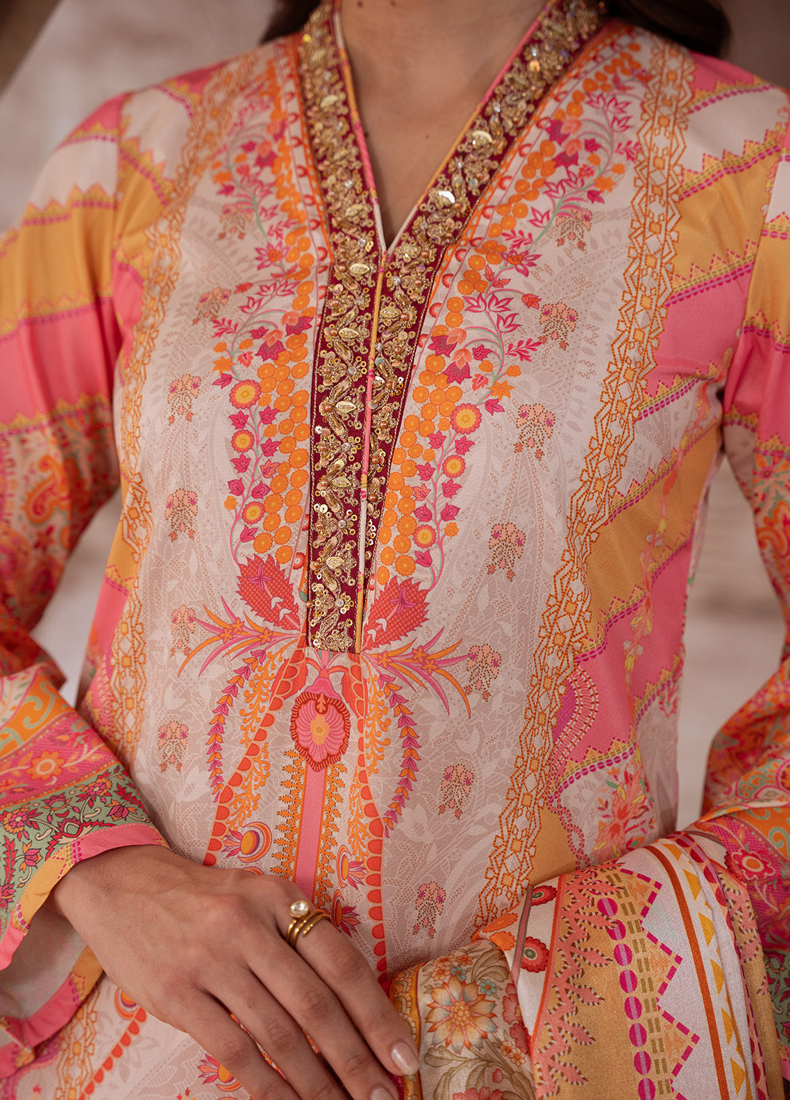 Blush Royale | VELOURE PRINTED SILK | GULAAL