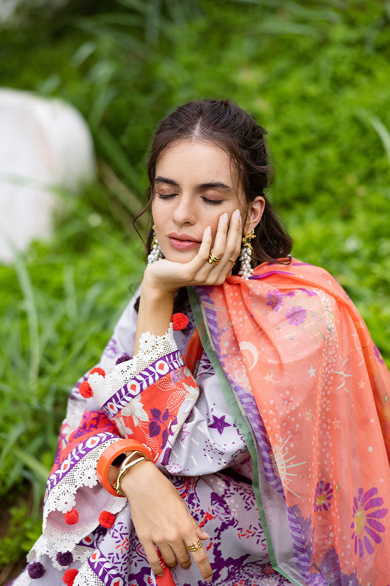 Luna Plata | Mirasol Unstitched Printed Cambric | Mushq