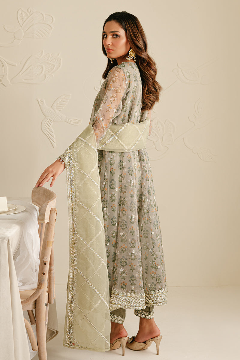 RELIC FOSSIL-4PC ORGANZA EMBROIDERED SUIT | WEDDING UNSTITCHED | CROSS STITCH in UK USA UAE online kapraye.com