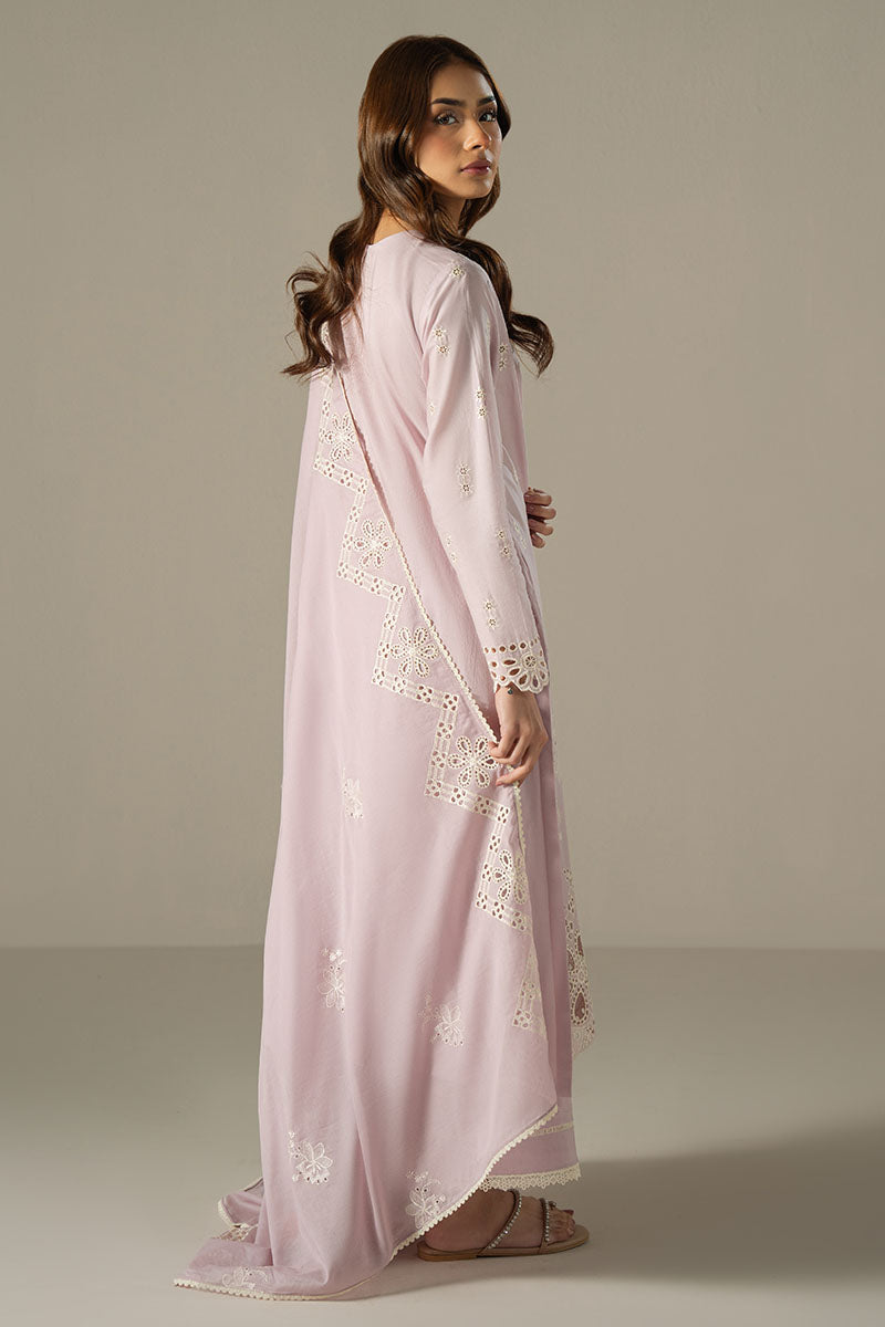 LILAC BLOOM-3PC CHIKANKARI SUIT | CHIKANKARI LAWN | CROSS STITCH in UK USA UAE online kapraye.com