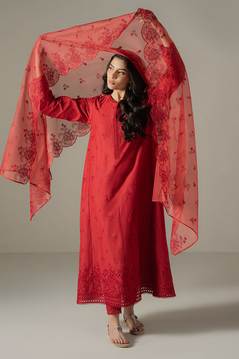 CARMINE GRIS-3PC CHIKANKARI SUIT | CHIKANKARI LAWN | CROSS STITCH in UK USA UAE online kapraye.com