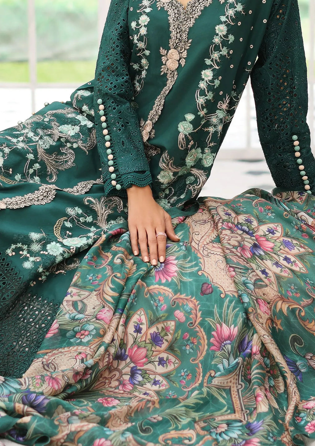 ELC-10 JADE | Elaf Festive Chikankari 2023 | ELAF Premium in UK USA UAE online kapraye.com
