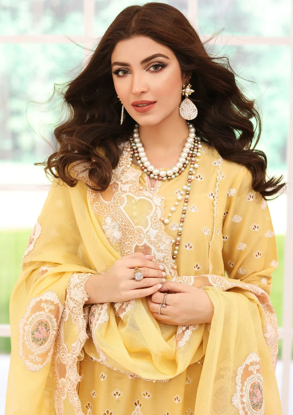 ELC-03A DAFFODIL | Elaf Festive Chikankari 2023 | ELAF Premium in UK USA UAE online kapraye.com
