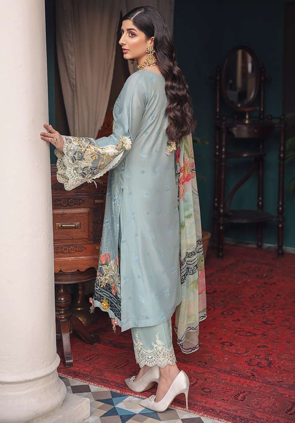 EFC 8- Celeste || Elaf Festive Chikankari 2022 || Elaf Premium in UK USA UAE online kapraye.com