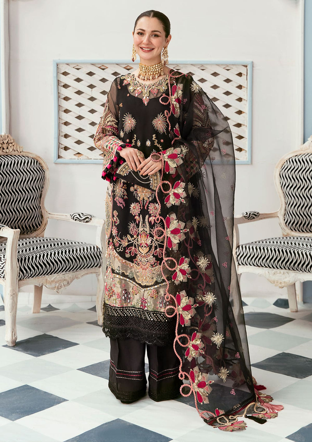 ECC-8- BLACK DIAMOND || Luxury Handwork Collection || Elaf Premium in UK USA UAE online kapraye.com