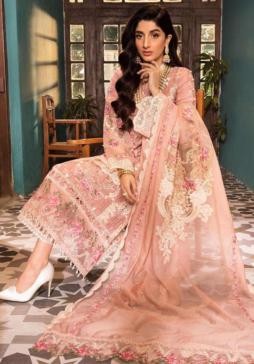 EFC 3A- My Pink || Elaf Festive Chikankari 2022 || Elaf Premium in UK USA UAE online kapraye.com