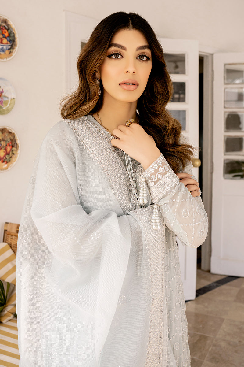 STERLING PEARL-4PC CHIFFON EMBROIDERED SUIT || LUXE ATELIER-23 || CROSS STITCH in UK USA UAE online kapraye.com