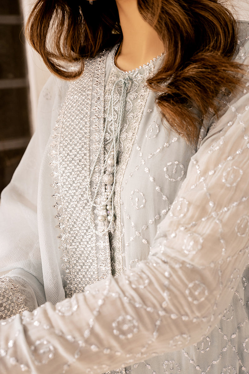 STERLING PEARL-4PC CHIFFON EMBROIDERED SUIT || LUXE ATELIER-23 || CROSS STITCH in UK USA UAE online kapraye.com