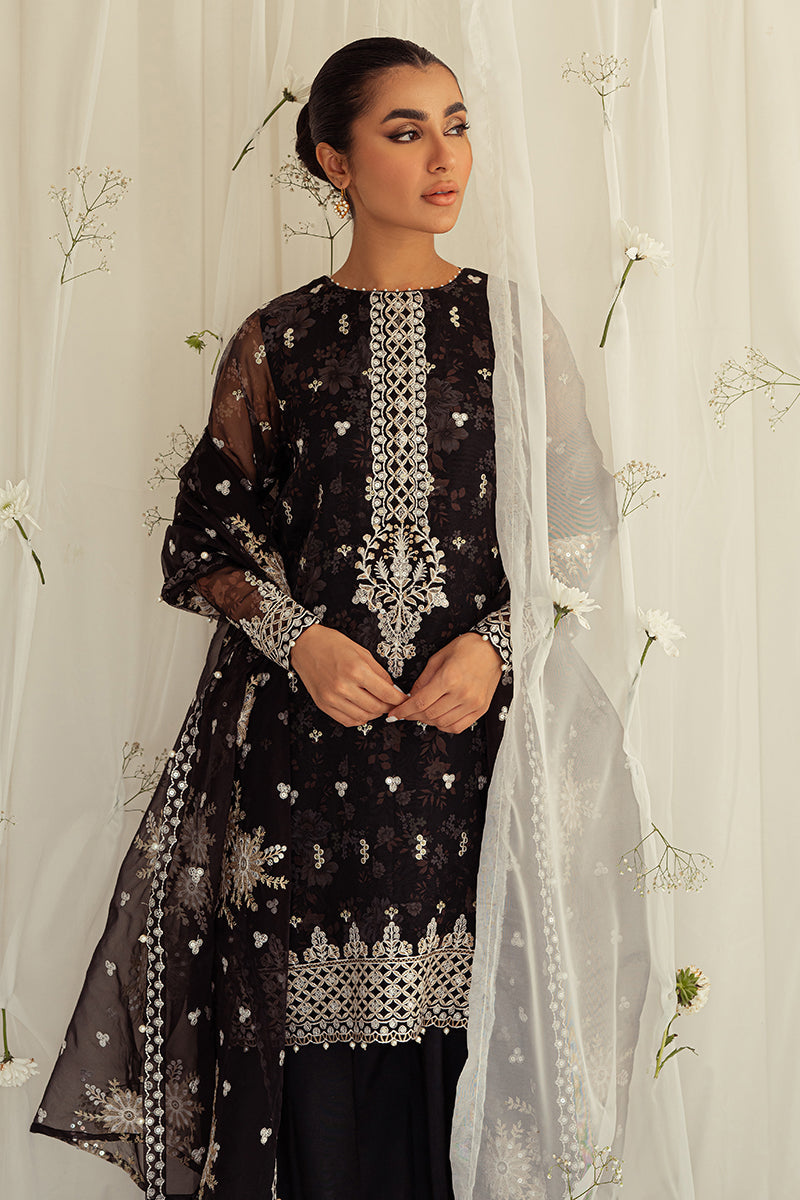 WISTERIA BELLA-4PC ORGANZA PRINTED & EMBROIDERED SUIT || LUXE ATELIER-23 || CROSS STITCH in UK USA UAE online kapraye.com