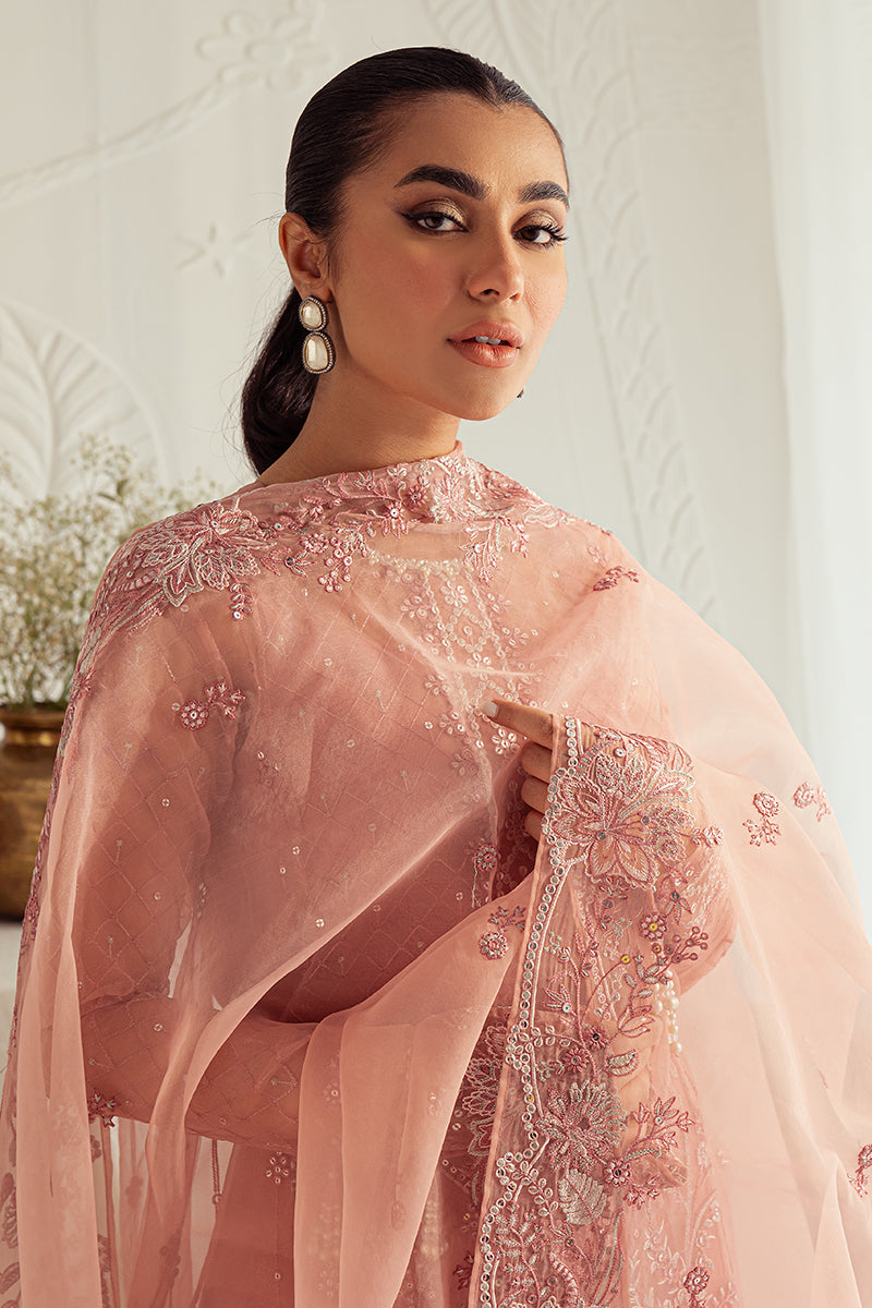 CASHMERE HAZE-4PC: ORGANZA EMBROIDERED SUIT|| LUXE ATELIER-23 || CROSS STITCH in UK USA UAE online kapraye.com