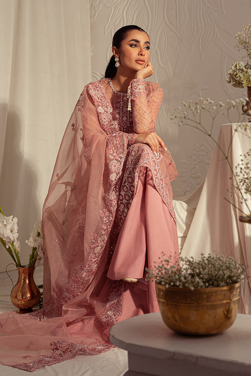 CASHMERE HAZE-4PC: ORGANZA EMBROIDERED SUIT|| LUXE ATELIER-23 || CROSS STITCH in UK USA UAE online kapraye.com