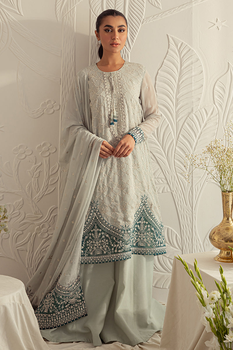 FREESIA PEARL-4PC CHIFFON EMBROIDERED SUIT || LUXE ATELIER-23 || CROSS STITCH in UK USA UAE online kapraye.com