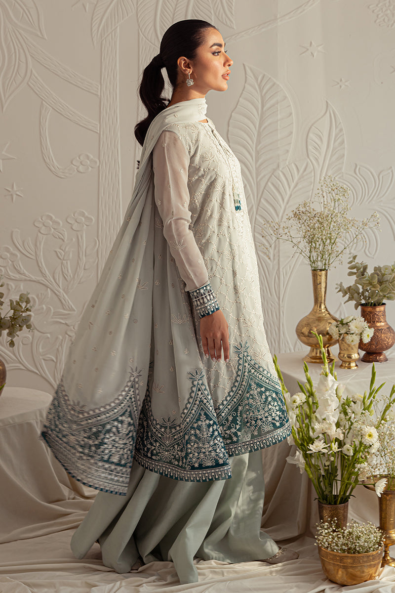 FREESIA PEARL-4PC CHIFFON EMBROIDERED SUIT || LUXE ATELIER-23 || CROSS STITCH in UK USA UAE online kapraye.com