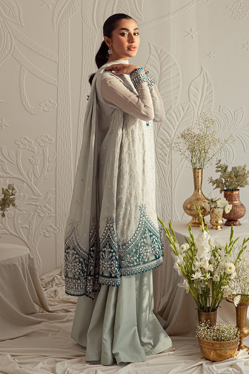 FREESIA PEARL-4PC CHIFFON EMBROIDERED SUIT || LUXE ATELIER-23 || CROSS STITCH in UK USA UAE online kapraye.com