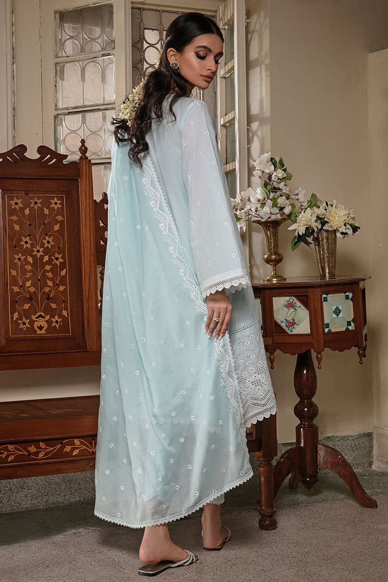 BLUE GLAZE-3PC CHIKANKARI LAWN SUIT | CHIKANKARI LAWN | CROSS STITCH in UK USA UAE online kapraye.com