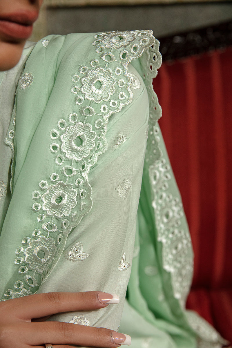 MINT VOYAGE-3PC CHIKANKARI LAWN SUIT | CHIKANKARI LAWN | CROSS STITCH in UK USA UAE online kapraye.com