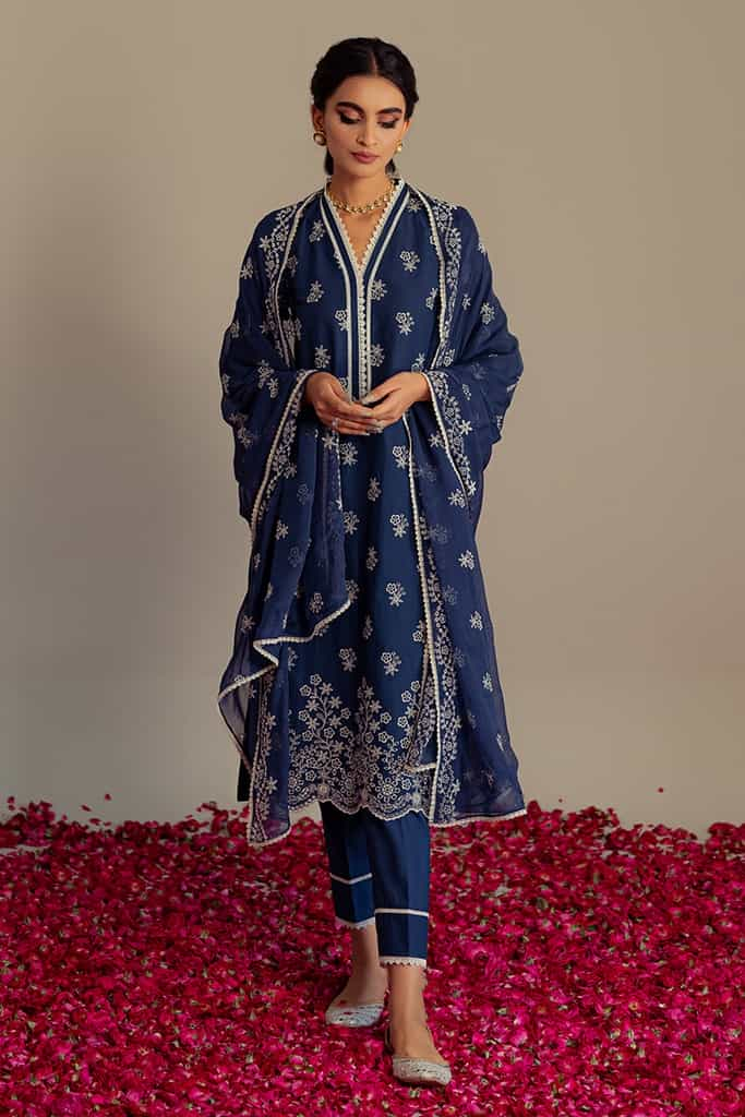 MOON STONE-3PC CHIKAN KARI LAWN SUIT | CHIKANKARI LAWN | CROSS STITCH in UK USA UAE online kapraye.com