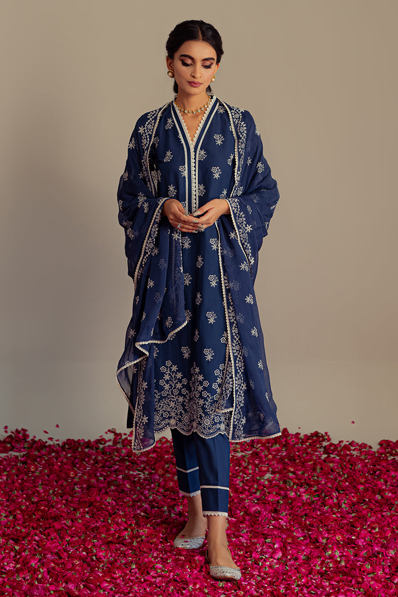 MOON STONE-3PC CHIKAN KARI LAWN SUIT | CHIKANKARI LAWN | CROSS STITCH in UK USA UAE online kapraye.com