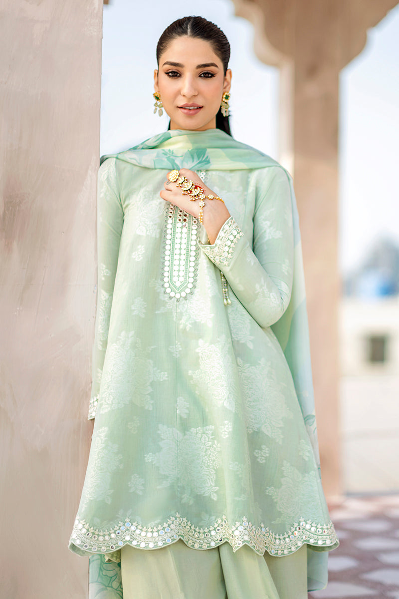 EDEN GLOW-3PC COTTON JACQUARD SUIT | EID LAWN | CROSS STITCH in UK USA UAE online kapraye.com