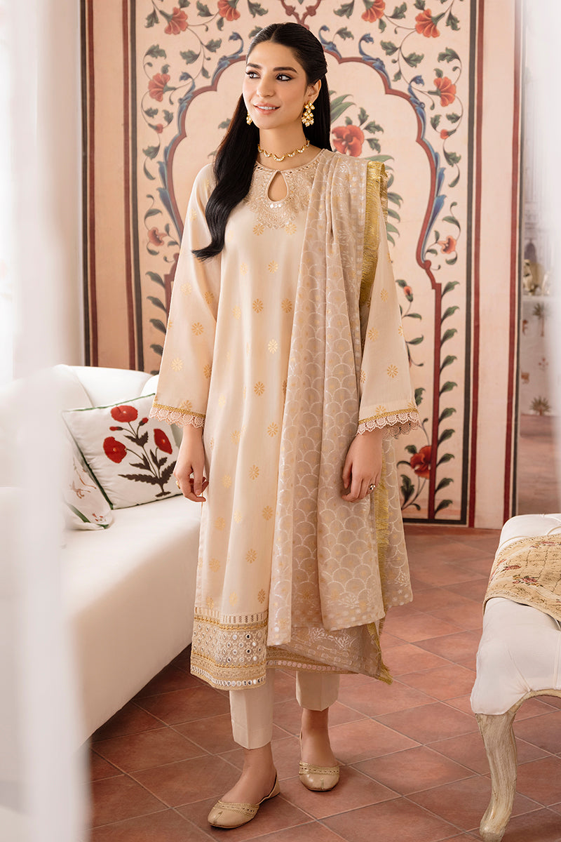 ROSE DUST-3PC COTTON JACQUARD SUIT | EID LAWN | CROSS STITCH in UK USA UAE online kapraye.com