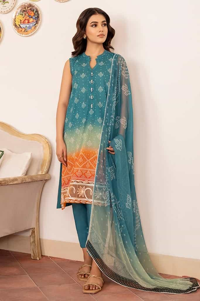 DION LAKE-3PC PRINTED LAWN SUIT | EID LAWN | CROSS STITCH in UK USA UAE online kapraye.com