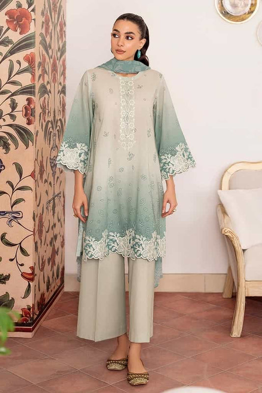 VIVID MUSE-3PC PRINTED LAWN SUIT | EID LAWN | CROSS STITCH in UK USA UAE online kapraye.com