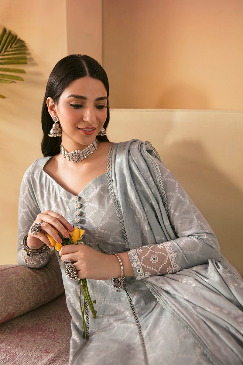 DUSTY AQUA-3PC COTTON JACQUARD SUIT | EID LAWN-2 | CROSS STITCH in UK USA UAE online kapraye.com