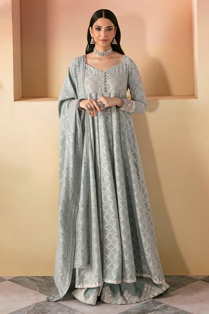 DUSTY AQUA-3PC COTTON JACQUARD SUIT | EID LAWN-2 | CROSS STITCH in UK USA UAE online kapraye.com