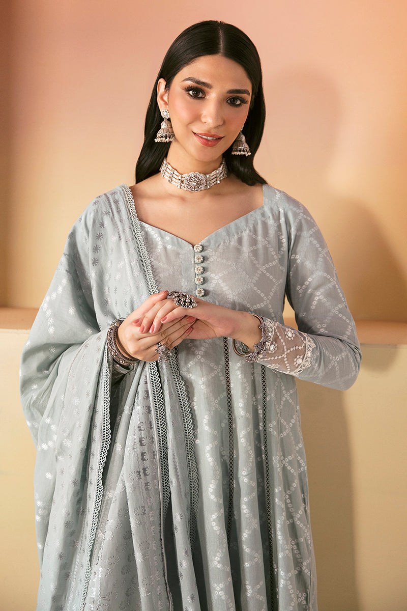 DUSTY AQUA-3PC COTTON JACQUARD SUIT | EID LAWN-2 | CROSS STITCH in UK USA UAE online kapraye.com