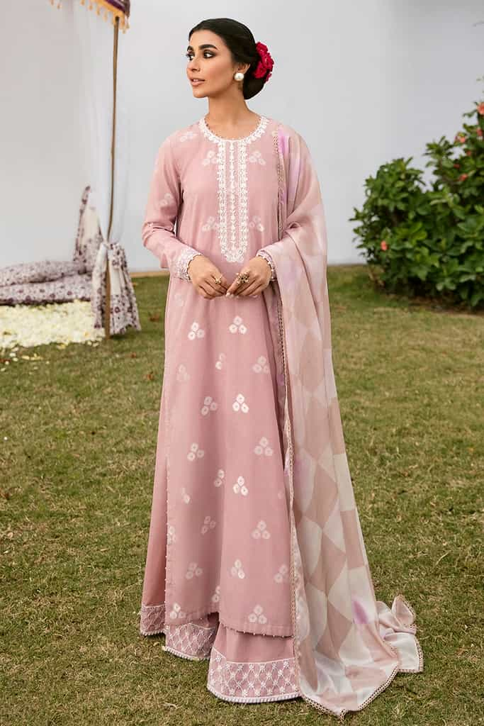 PALE MAUVE-3PC COTTON JACQUARD SUIT | EID LAWN-2 | CROSS STITCH in UK USA UAE online kapraye.com