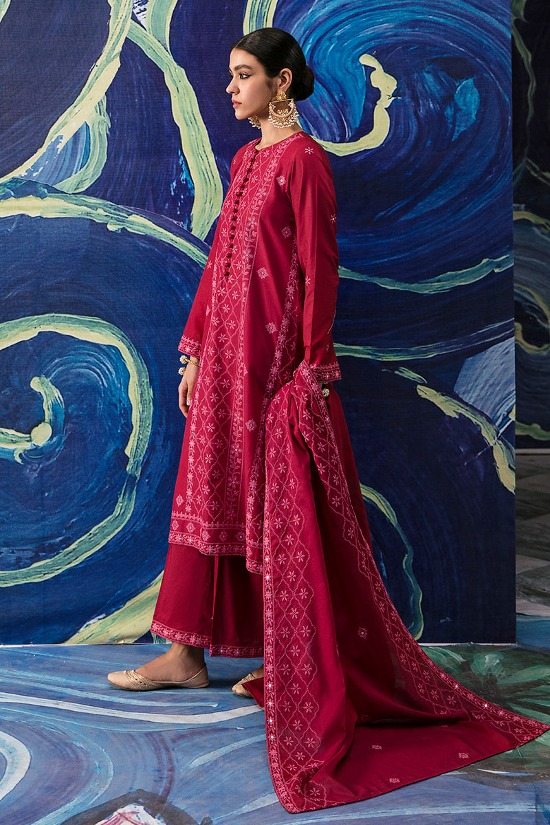 GARNET GLARE-3PC EMBROIDERED LAWN SUIT | EID LAWN-2 | CROSS STITCH in UK USA UAE online kapraye.com