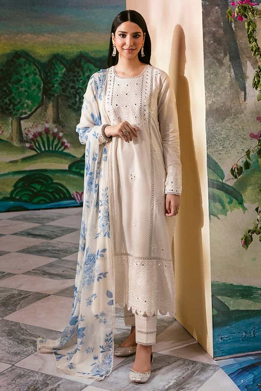 SNOW PEARL-3PC EMBROIDERED LAWN SUIT | EID LAWN-2 | CROSS STITCH in UK USA UAE online kapraye.com