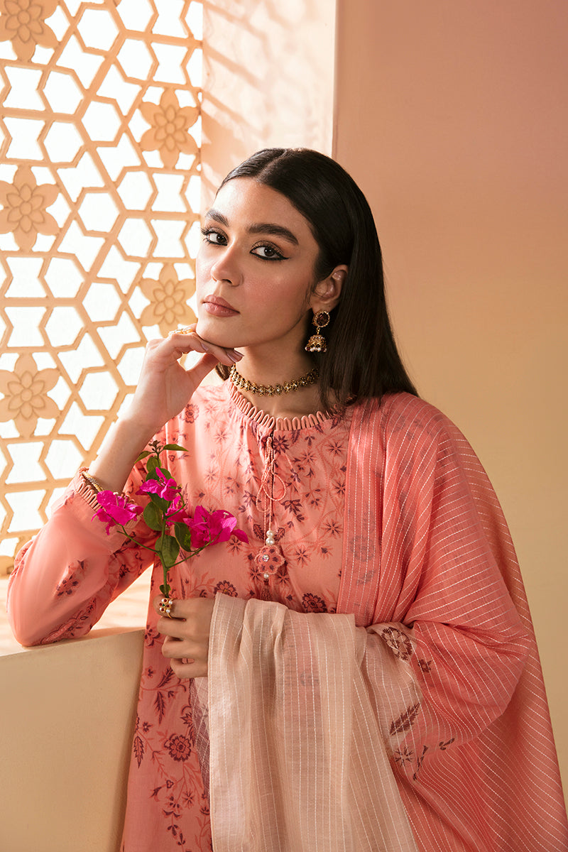 BLUSH PEACH-3PC PRINTED LAWN SUIT | EID LAWN-2 | CROSS STITCH in UK USA UAE online kapraye.com