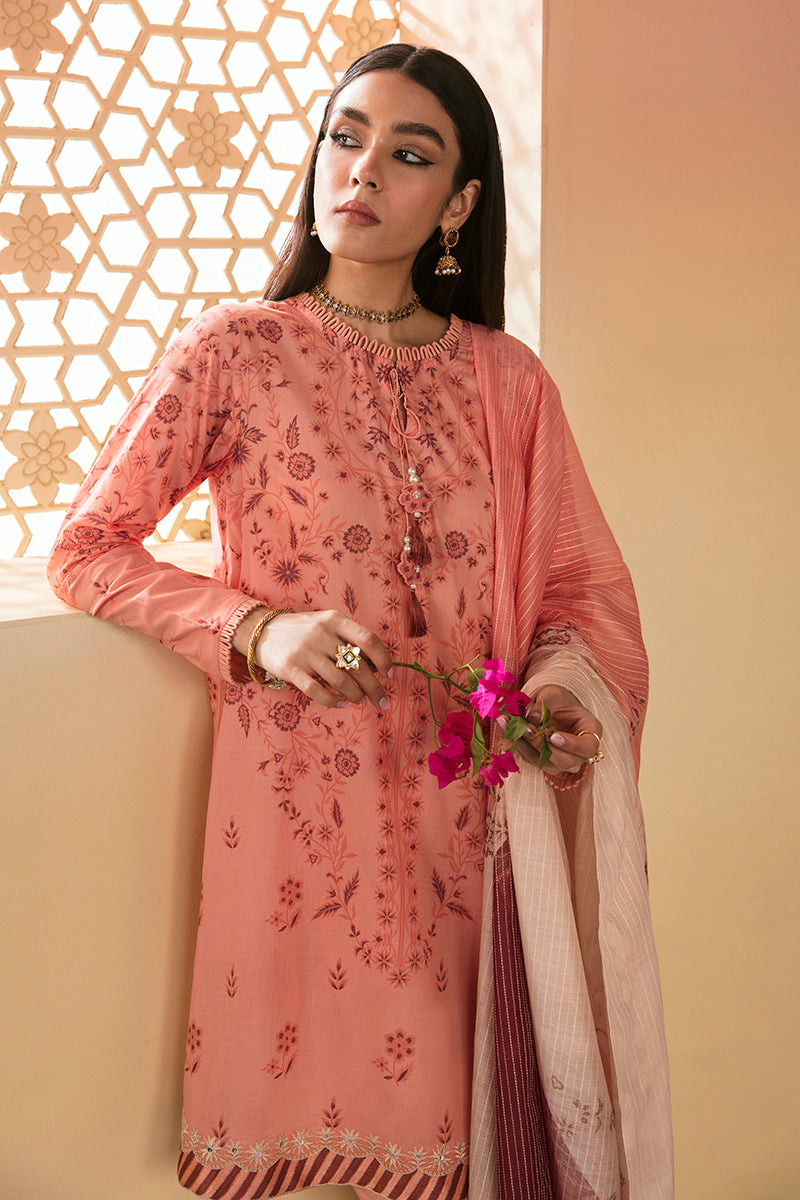 BLUSH PEACH-3PC PRINTED LAWN SUIT | EID LAWN-2 | CROSS STITCH in UK USA UAE online kapraye.com