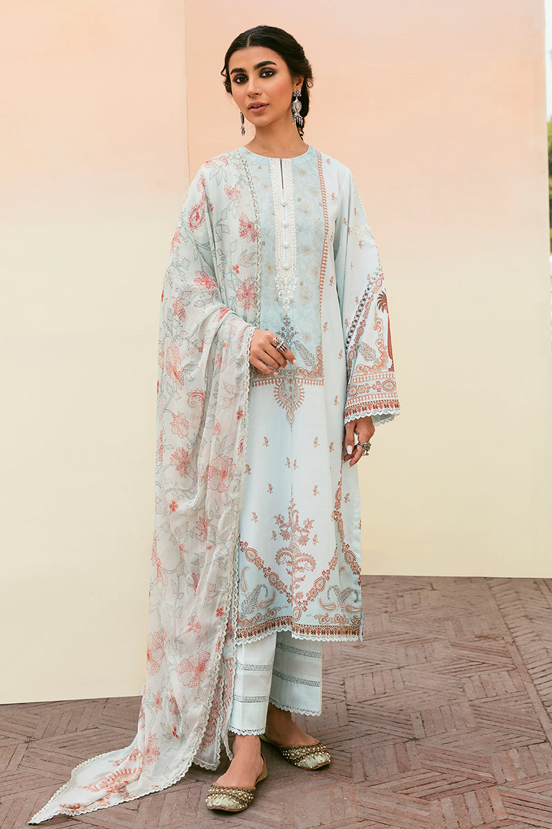 MISTY BLUE-3PC PRINTED LAWN SUIT | EID LAWN-2 | CROSS STITCH in UK USA UAE online kapraye.com