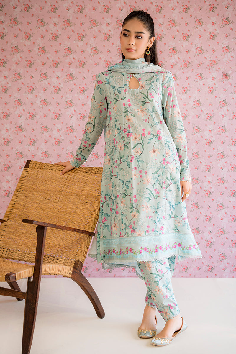 FLORAL HEAVEN-3PC PRINTED LAWN SUIT || PETALS&PRINTS || CROSS STITCH in UK USA UAE online kapraye.com