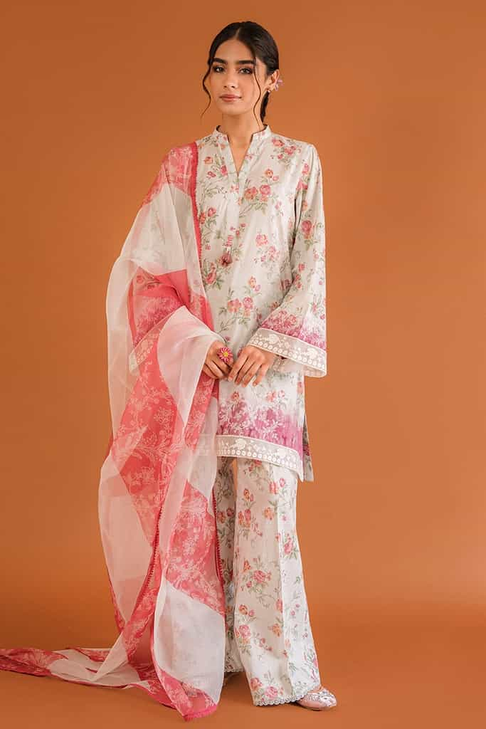 PARADISE GLAZE-3PC PRINTED LAWN SUIT || PETALS&PRINTS || CROSS STITCH in UK USA UAE online kapraye.com