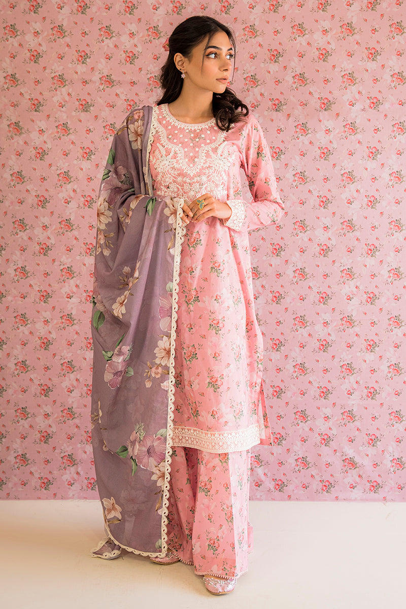 ROSE GLEAM-3PC PRINTED LAWN SUIT || PETALS&PRINTS || CROSS STITCH in UK USA UAE online kapraye.com