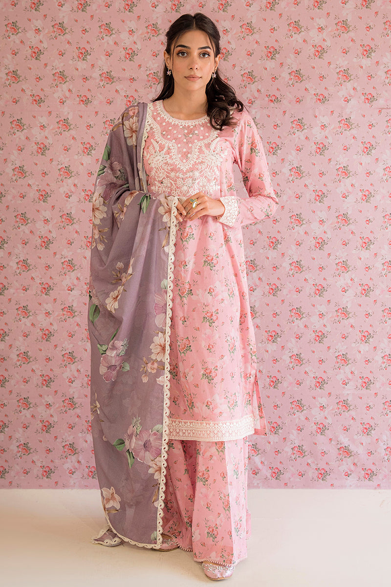 ROSE GLEAM-3PC PRINTED LAWN SUIT || PETALS&PRINTS || CROSS STITCH in UK USA UAE online kapraye.com