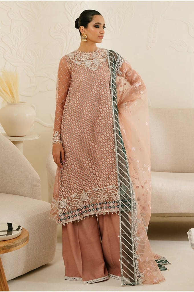 BRITTANY ROSE-4PC ORGANZA EMBROIDERED SUIT || LUXE ATELIER-23 || CROSS STITCH in UK USA UAE online kapraye.com