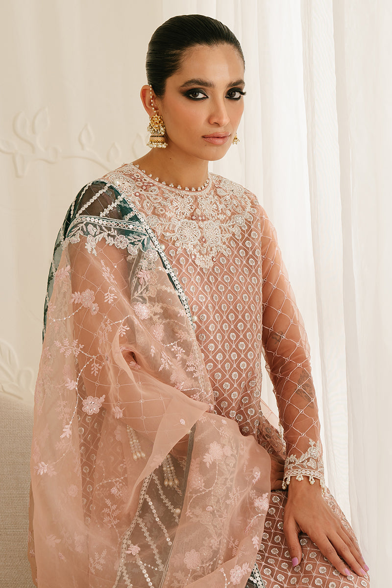 BRITTANY ROSE-4PC ORGANZA EMBROIDERED SUIT || LUXE ATELIER-23 || CROSS STITCH in UK USA UAE online kapraye.com