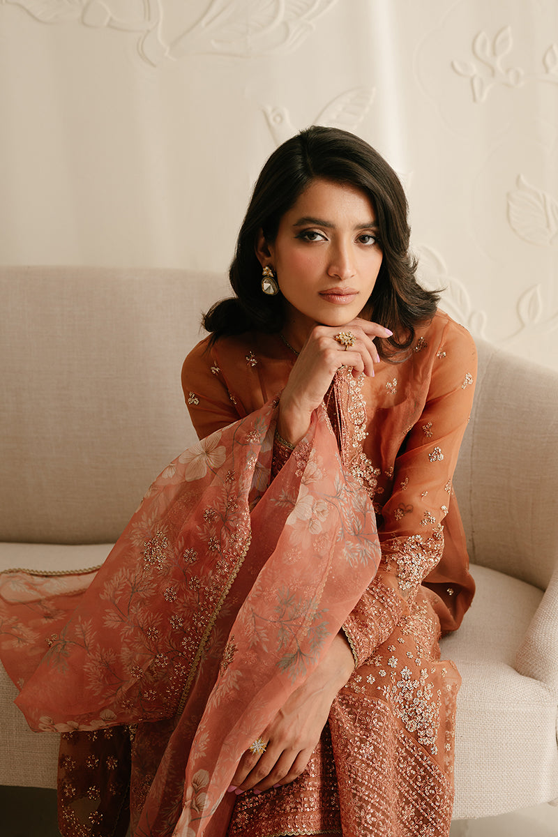 CEDAR ALPINE-4PC ORGANZA EMBROIDERED SUIT || LUXE ATELIER-23 || CROSS STITCH in UK USA UAE online kapraye.com