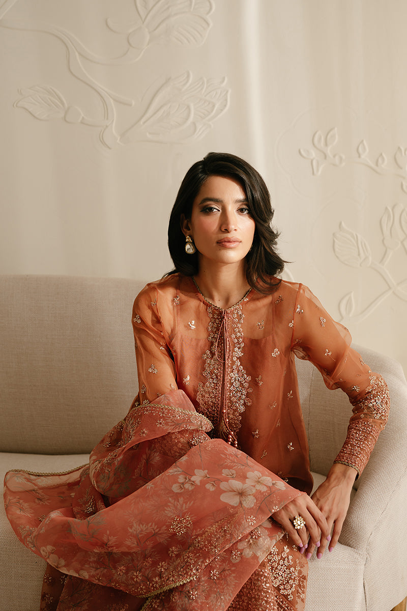 CEDAR ALPINE-4PC ORGANZA EMBROIDERED SUIT || LUXE ATELIER-23 || CROSS STITCH in UK USA UAE online kapraye.com